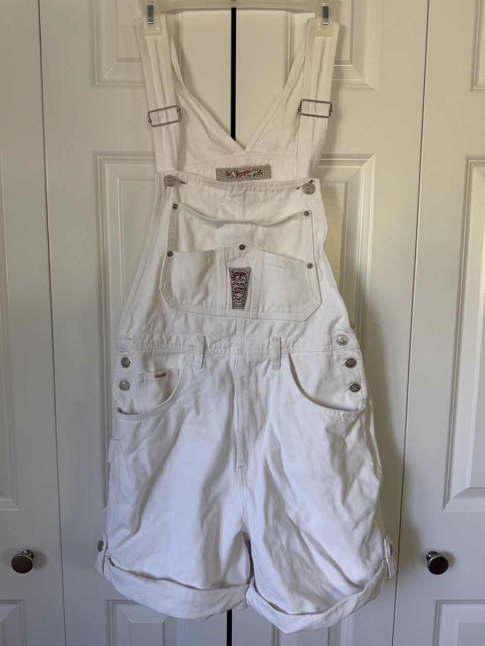 Joujou Vintage White Cotton Denim Overalls